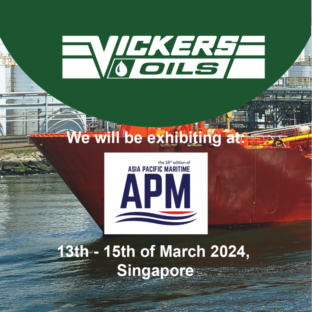 Image advert to promote Vickers Oils exhibiting at Asia Pacific Maritime 2024