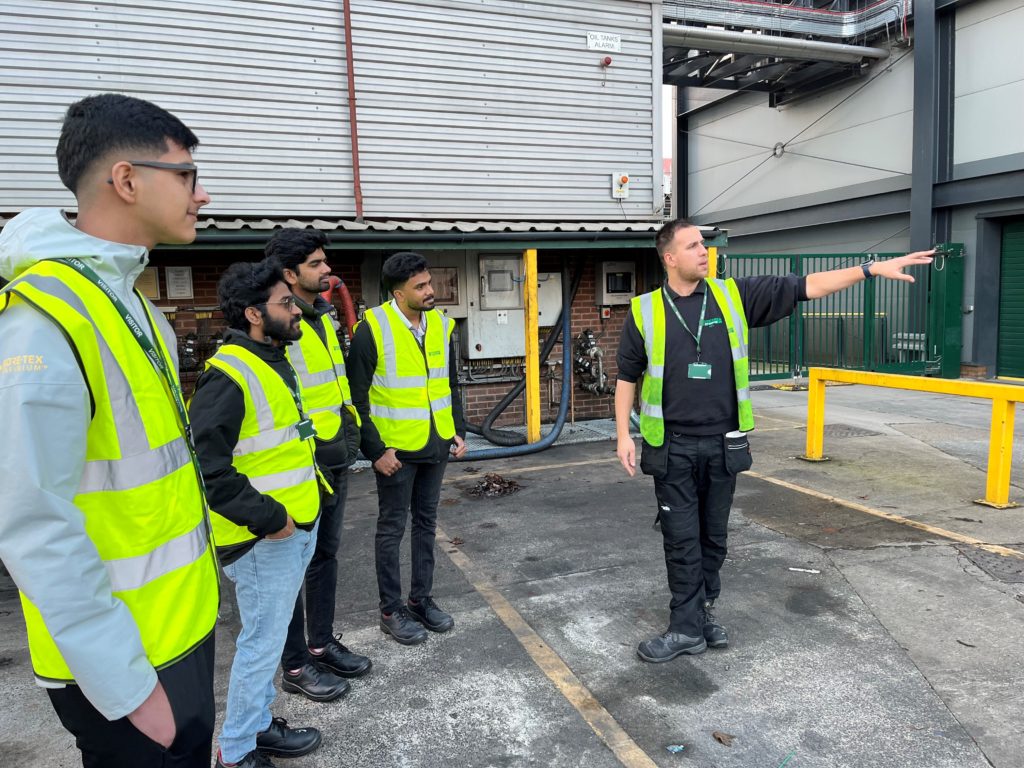 University of Leeds students on the site tour lead by Production Manager, Kevin Smith Cottle