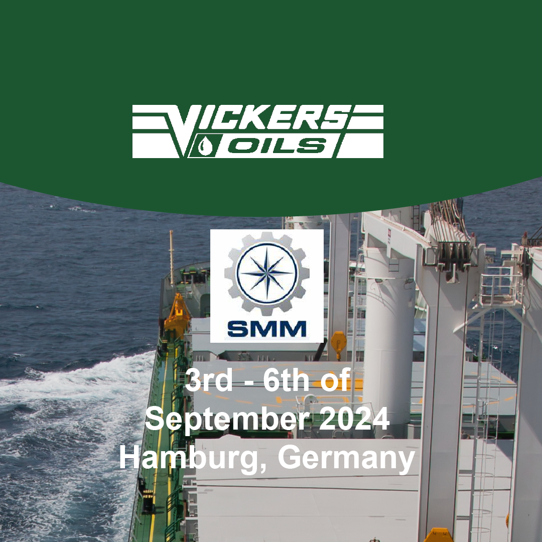 Infographic with SMM logo, 'Vickers Oils at SMM 2024, 3rd - 6th of September 2024 in Hamburg, Germany'